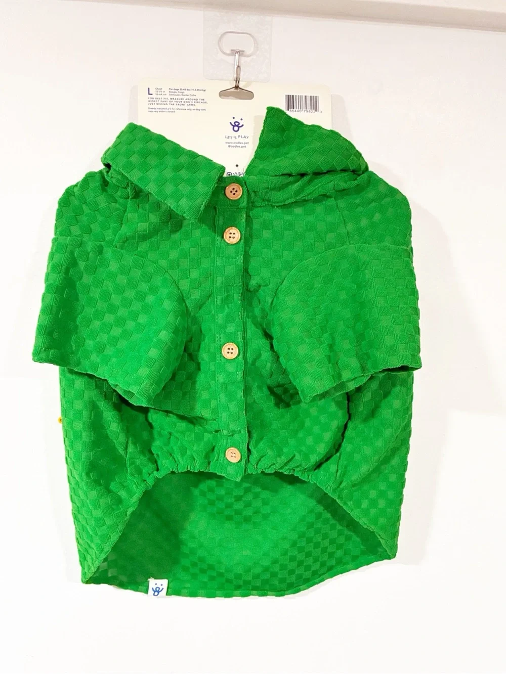 Oodles Green Boxy Button Up Dog Clothes Shirt Size Large NEW